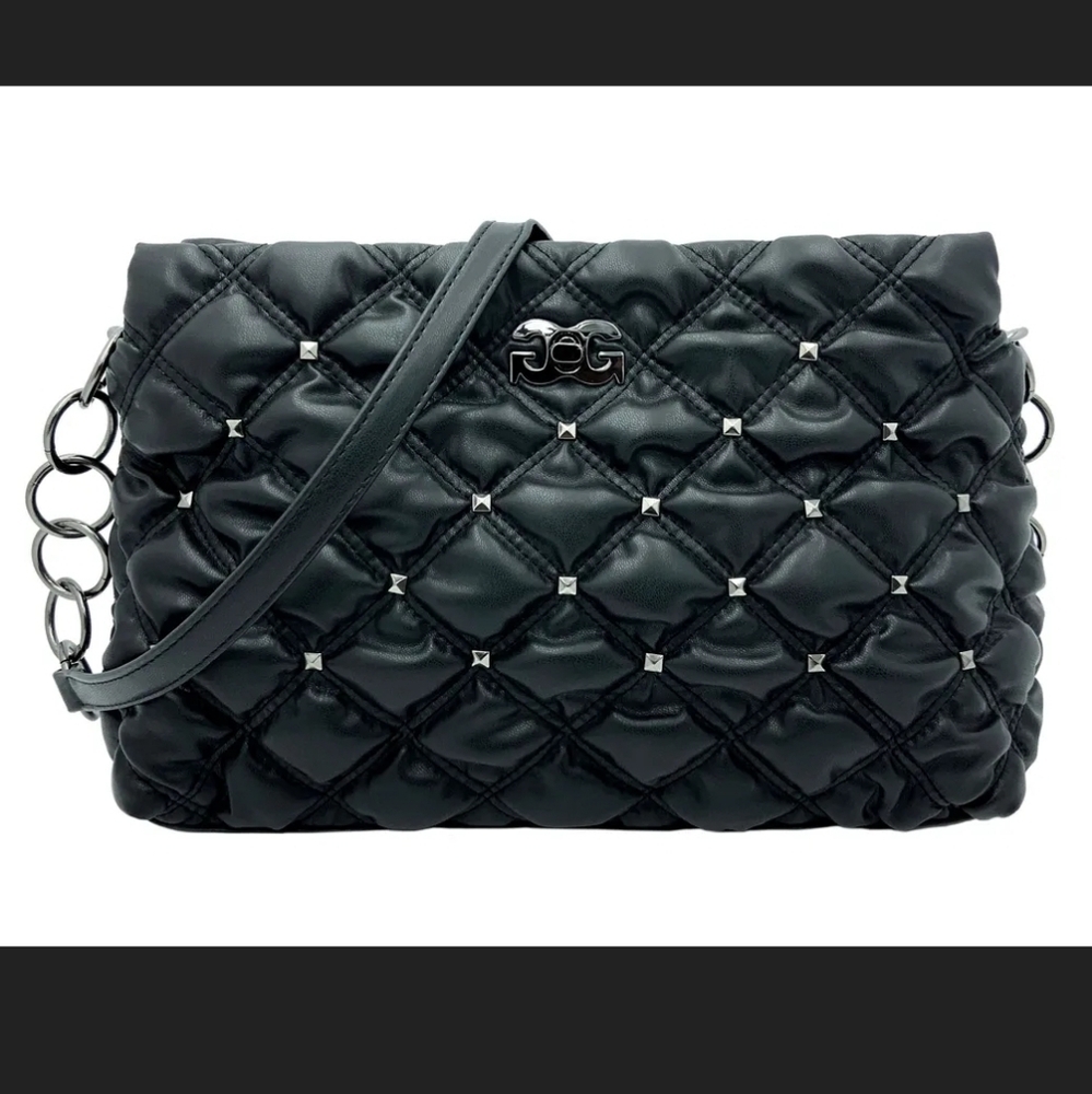 GILDA PARIS black quilted shoulder bag with chain strap and gunmetal hardware
